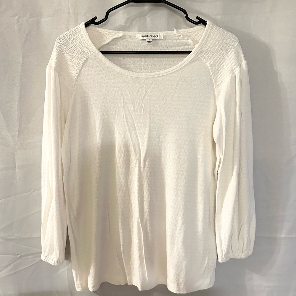 Rose + Olive Cream Long Sleeve shirt Size M